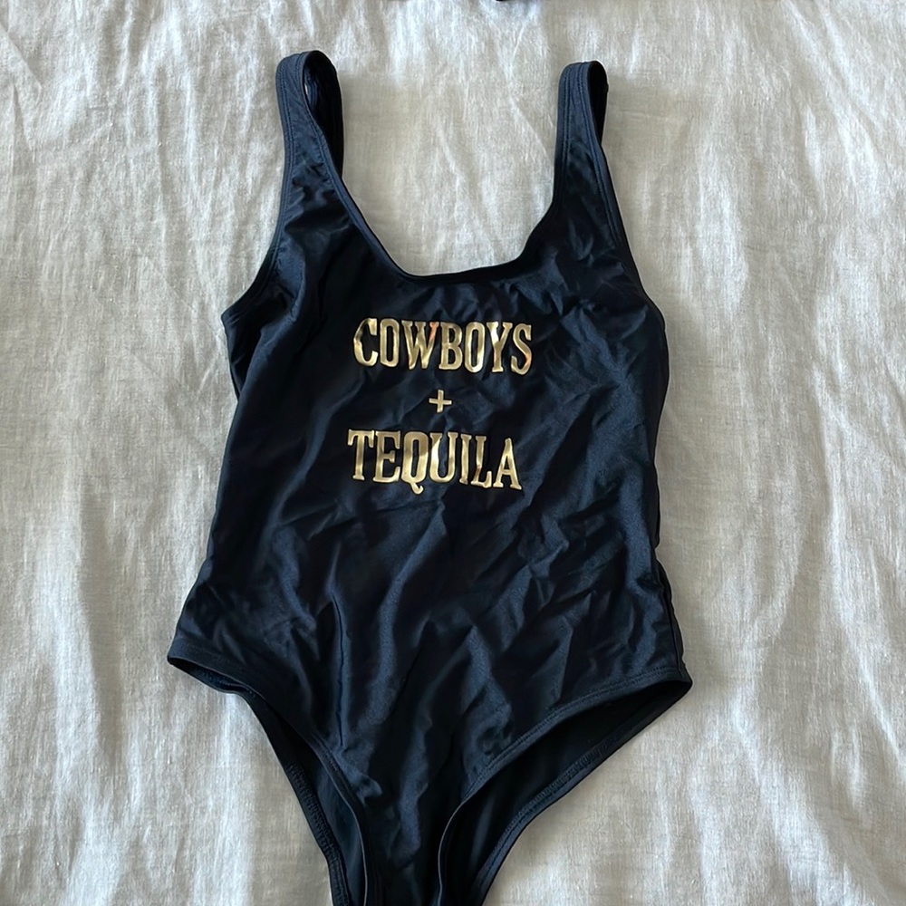 One piece bathing suit: Cowboys + Tequila